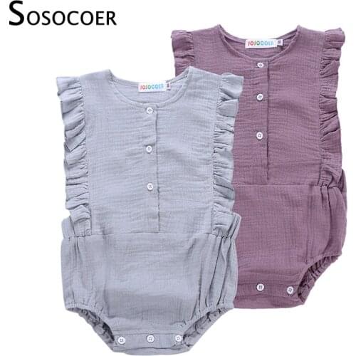 SOSOCOER Baby Romper Girl Newborn Baby Bodysuit New Born Baby Girl Clothes Fly Sleeve Infant Girl Jumpsuits Summer Body Onesie
