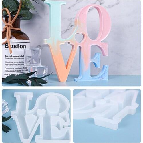 LOVE Ornaments Epoxy Resin Mold Home Decorations Silicone Mould DIY Crafts Jewelry Casting Tool T84A