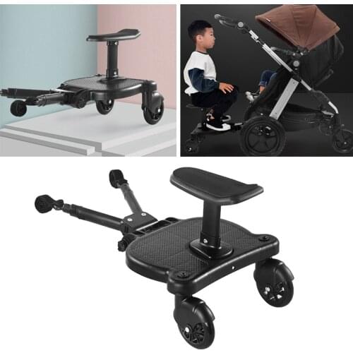 Universal Mount Ride-On Stroller Board Toddler Bump-Free Anti-Slip Buggy Stand, Black