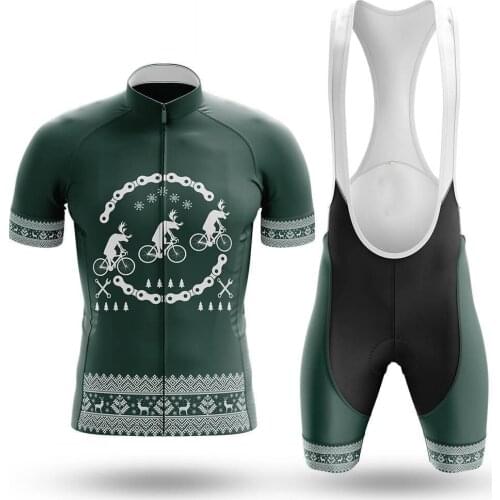 Reindeers On Bikes Cycling Jersey Set Sport Team Bike Men Clothing Quick Dry Summer Sleeve Cycling Road Ride Shirt Bib Short Gel