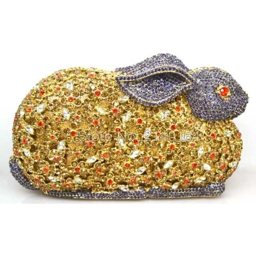 Woman brand fashion 2016 new Cute noble diamond colorful rabbit Character Dinner Bag vintage hand bag lady dress evening bag Q24