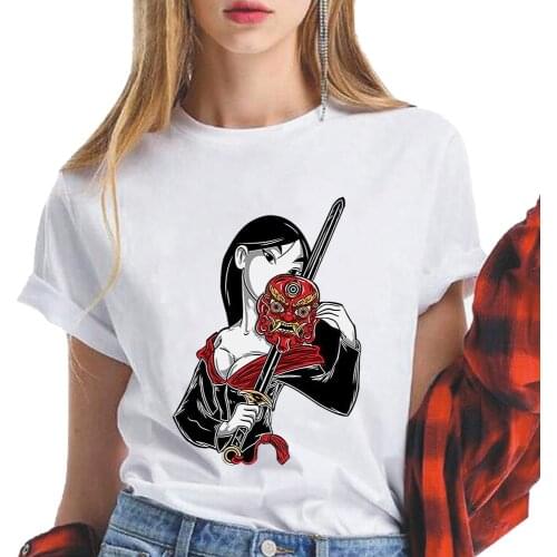 Disney New Womens Princess Mulan Print Cartoons Girl Casual Clothes O-neck Short Sleeve Oversize Femme Tees Aesthetic Clothes