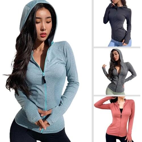 Women Sport Jacket Zipper Coat Quick Dry Breathable Fitness Running Sportwear Gym Workout Tops Girl Elastic Jogging Jackets