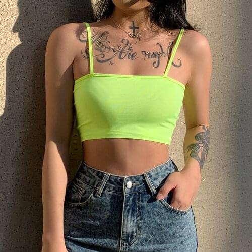 Summer Camis Tops for Girls with Thin Strap Sweet Pink Backless 2021 New Casual Green Harajuku Sleeveless Crop Cami Female