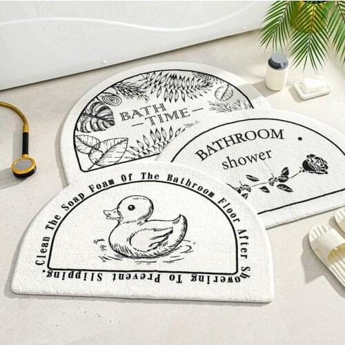 1pc Doormat Semicircle Floor Mat Bathroom Door Entrance Non-slip Mats Cartoon Color Rug Dustproof Absorbent Carpet Bath Tub Mat