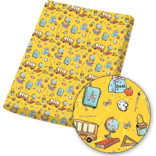 Polyester Cotton Fabric Globe Hairbow Rules Printed Cloth Sheets For DIY Mask/Dress Handmade Materials Home Textile 145*45cm 1pc