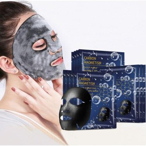 1pc Black Sea Salt Pure Moisturizing Bubble Facial Mask Deep Cleansing Oil Control Skin Rejuvenation Shrink Pore Foam Black Mask