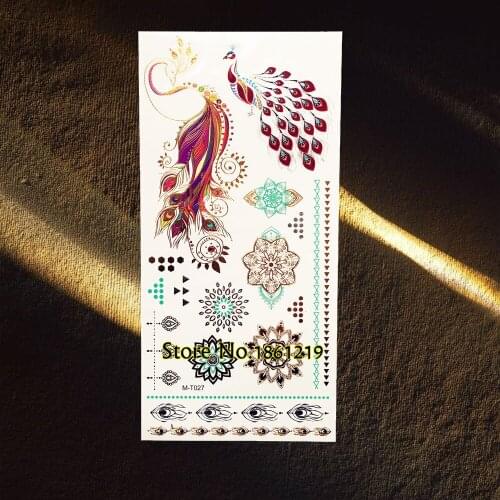 1PC Glitter Gold Silver Flash Metallic Waterproof Tattoos GGM-T10 Diamond Chain Design Men Women Makeup Temporary Tattoo Sticker