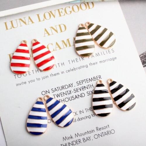 10pcs Fashion Enamel Striped Water Droplets Charms for Bracelet Exaggerated Earrings Pendant DIY Jewelry Findings Accessories