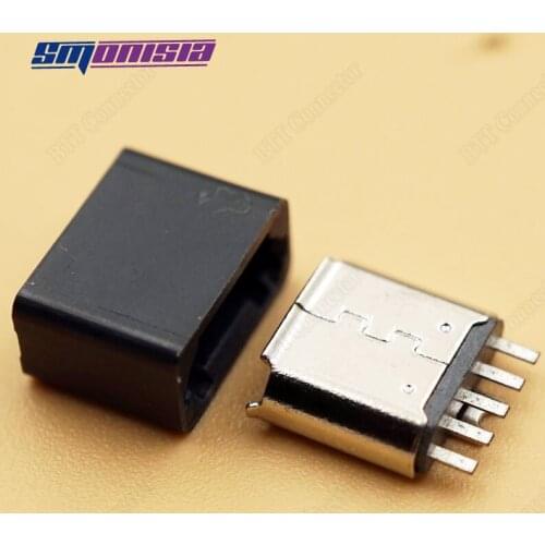 Smonisia 1000pcs 2 in 1 5P Micro USB Female Plug Micro 5-Pin usb Port Kit With Plastic Shell Black