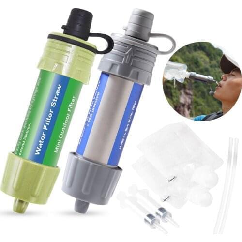 2 PCS Outdoor Water Filter Straw Water Filtration System Water Purifier for Emergency Preparedness Camping Traveling Backpacking