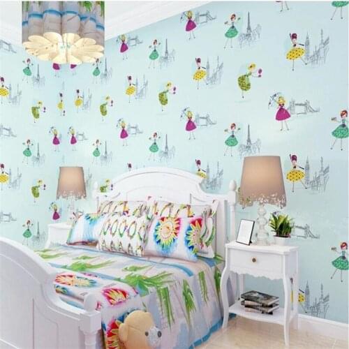 Beibehang Home decoration cartoon ballet pattern blue pink yellow purple wallpaper boy girl warm kids room 3d wallpaper roll