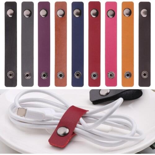 5Pcs High Quality 10*1.5cm Leather Cable Straps Tie Wraps Keeper Earphone Wrap Winder Wire Ties Cord Organizer Travel Accessory