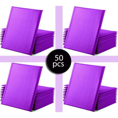 50PCS 18x23CM Purple Mailer Poly Bubble Padded Mailing Envelopes For Mailer Gift Packaging Self Seal Bag Bubble Padding Purple