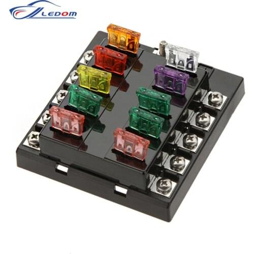 10 Ways Blade Fuse Box Positive Bus In 32V DC LED WARNING Kit Car Boat Marine Trike 10KW For Car Boat Marine