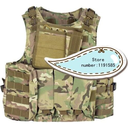 Amphibians Molle Quick Release Chest Rig Harness Tactical Airsoft Paintball Molle Vest W/ Triple 5.56mm Mag Pouch Multicam