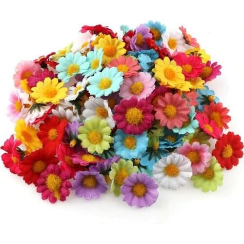 100pcs 4cm Mini Daisy Decorative Flower Artificial Silk Flowers Party Wedding Decoration Home Decor