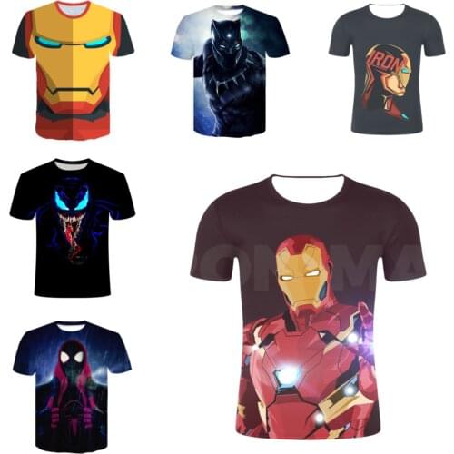 Kids Iron Spidermans Marvel Cartoon Short Sleeve T-shirt Boys Girls Avenger 3D Printed T Shirts Children Casual Tee and Tops