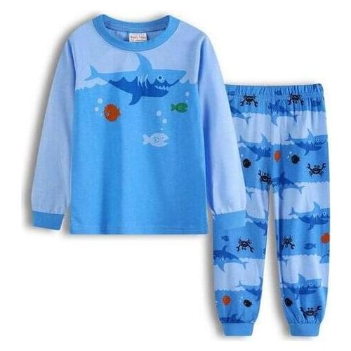 Shark Children Autumn Pyjamas Kid Long Sleeve Cotton Pajamas Suit Cartoon Animal Clothing Set Baby Boys Girls Pijamas Sleepwear