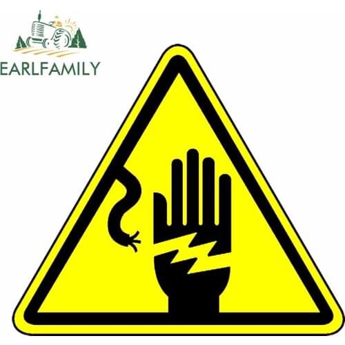 EARLFAMILY 13cm x 11.4cm For Electric Shock Hazard Sign Car Stickers Custom Printing Fine Decal Campervan Car Styling Decor