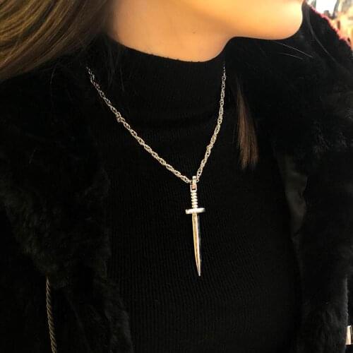 GULCE DERELI, SWORD SYMBOL CHARM CHAIN NECKLACE, CHAIN NECKLACES, CHARM NECKLACES, GIFT BOX, GOLD/SILVER PLATED