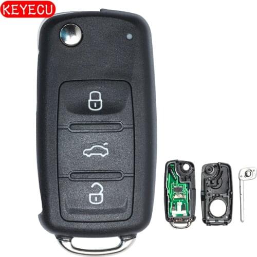 Keyecu 3PCS/LOT Folding Remote Key 3 Button 434MHZ ID48 for VW Volkswagen Beetle Caddy Golf Jetta 2011-2013 -5K0 837 202 Q