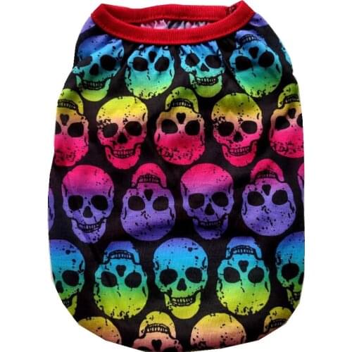 Classic Pet Clothes Black White Skull Print Dogs Vest Summer Clothing For Small Medium Dog Soft Cotton Vests Chihuahua Teddy