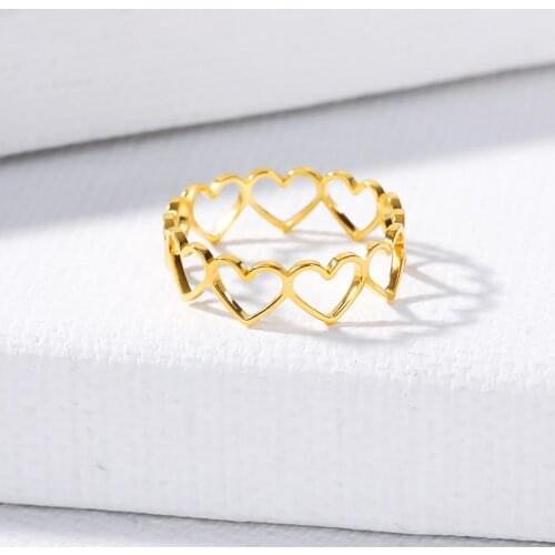 Hollow Heart Rings For Women Stainless Steel Heart Couple Ring 2020 Trend Lover Wedding Jewelry Anillos Mujer Birthday Gift