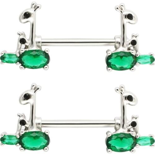 JHJT 2PCS 14G(1.6mm) Nipple Rings Bar 316L Stainless Steel Zircon Nipple Shield Barbell Piercing Body Jewelry
