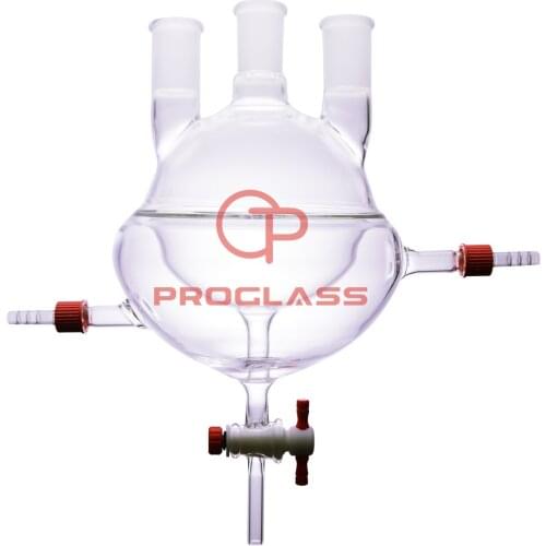Laboratory Three Necks Round Bottom Flask,Heavy Wall,PTFE Stopcocks,Half Jacketed