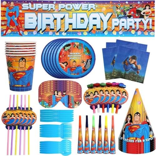 Cartoon Anime Superhero Theme Party Decoration Hero Paper Cup Plate Napkins Hat Straw Baby Shower Balloon Kids Birthday Supplies