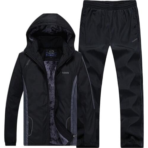 Mens Wear Sportswear Mens Sets 5XL Outerwear Warm Thick Autumn Streetwear Two-piece Suite Casual Couple Coat Leisure