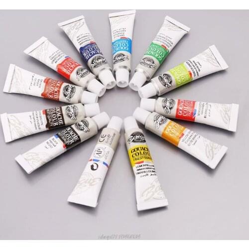 12 Colors Gouache Paint Tubes Set 6ml Draw Painting Pigment Painting With Brush Art Supplies Jy23 21 Dropship