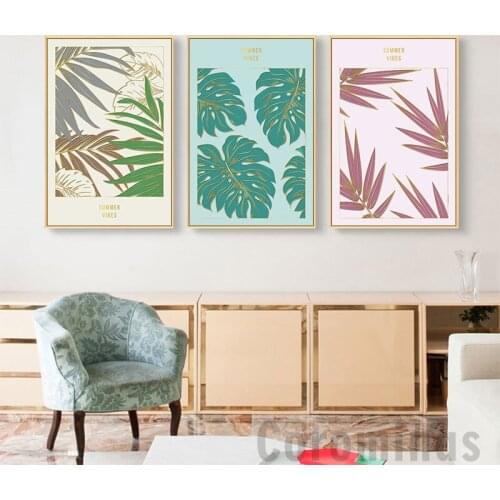 TaaWaa Minimalist Color Plant Leaf Poster Wall Art Green Nordic Style Canvas Painting Print Modern Home Living Room Decoration