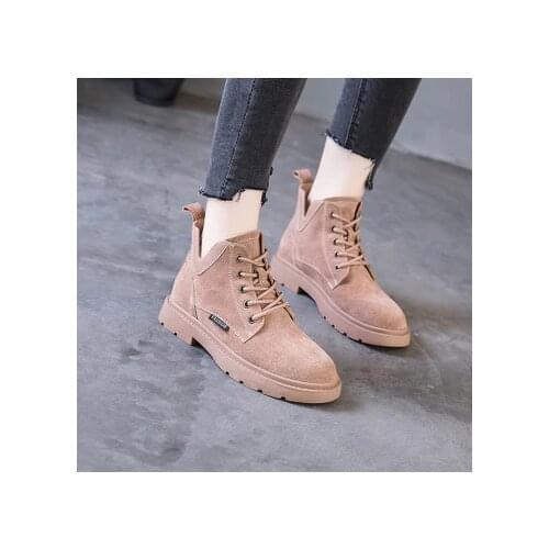 New Martin boots lady V meat powder leather ankle boots summer flat spring and autumn locomotive boots