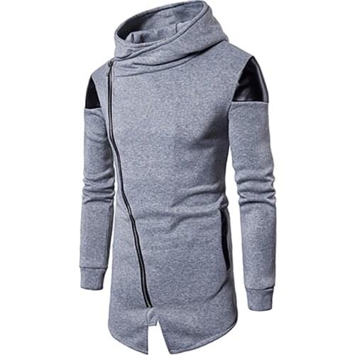 New mens oblique zipper sweater irregular fashion coat