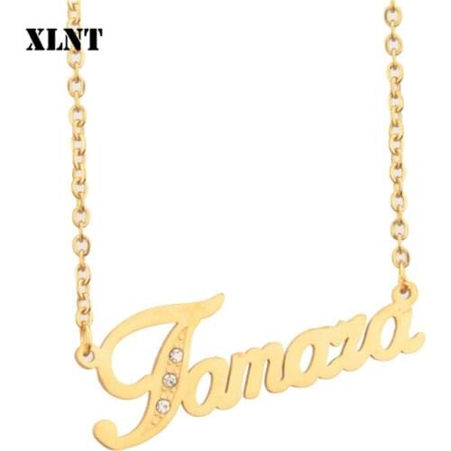 XLNT Tamara Name Necklace Romantic Gift 316L Stainless Steel Custom Personalized Name Choker Gold Handwriting Signature Necklace
