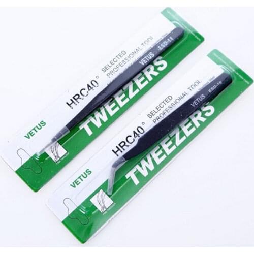 2pcs Vetus ESD-11 ESD-15 2pcs/set Anti-magnetic Anti-acid Non-corrosive Stainless Tweezers Tweezer