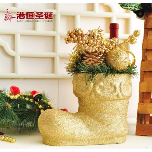Christmas ornaments 23x25cm boots modeling gold powder Decoration Christmas tree