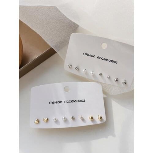 S925 needle Fashion Jewelry 4 pairs Set Earrings Popular Style Ball Crystal Simulated Pearl Heart Stud Earrings For Women Girl