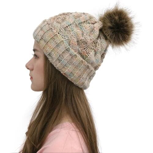 Ponytail Beanie for Women Winter Warm Beanie Tail Soft Stretch Cable Knit Messy High Bun Hat