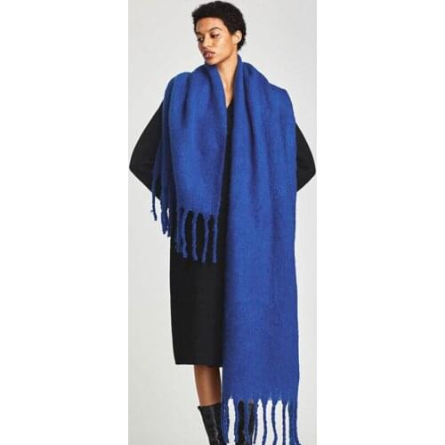 Winter New Solid Scarf Women Fashion Female Tassel Cashmere Scarves Blanket Shawl Warm Thicken Scarf Shawl Pashmina Foulard Wrap