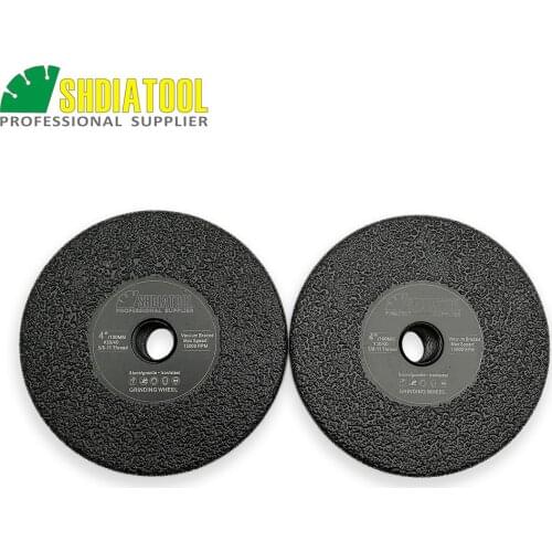 SHDIATOOL 2pcs Dia 100mm/4inch Vacuum Brazed Diamond Flat Grinding Wheel 5/8-11Thread Grinder Disc Wet or Dry For Granite Marble