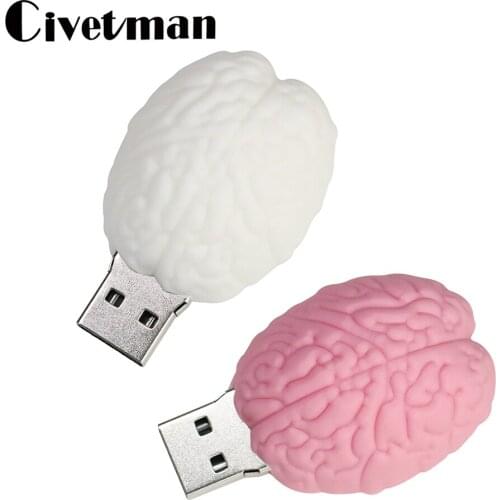 USB Flash Drive 128gb Pen Drive 64gb Cartoon Brain Model Pen Drive 32gb Cle USB Memory Stick 4gb 8gb 16gb Personalized Gift