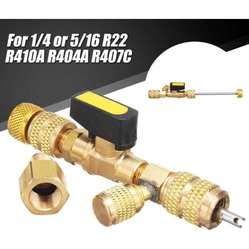 Valve Core Quick Remover Installer with Dual Size SAE Port Switch Installer Tool For 1/4 or 5/16 R22 R410A R404A R407C