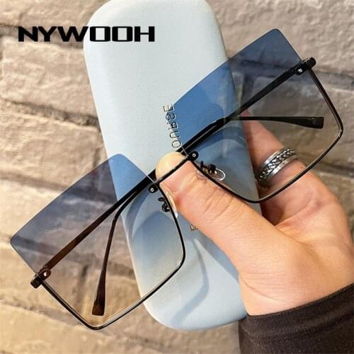 NYWOOH Vintage Oversized Sunglasses Women Men Luxury Brand Designer Mirror Square Sun Glasses Gradient Lady Big Frame Eyeglasses