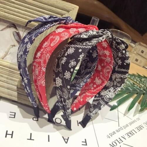 New high-end hair accessories Korean retro floral knotted small ears bow wide-brimmed fashion hairband headband curling women