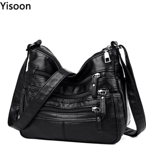Women Crossbody Bag Pocketbooks Soft Faux Leather Purses and Handbags Lightweight Multi Pocket Shoulder Bag High Quality