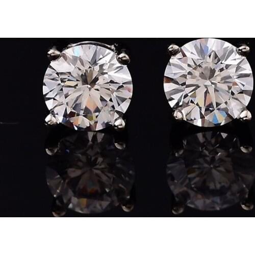 Round Moissanite Stud Earrings for Women 0.5ct-1ct Hearts and Arrows S925 Sterling Silver White Gold Plated Fine Jewelry