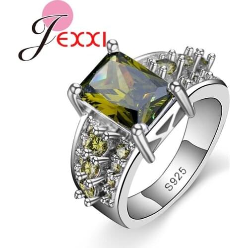 Woman Fashion S925 Stamp Sterling Silver Wedding Engagement Rings Clear Crystal AAA+ High Quality Finger Jewelry